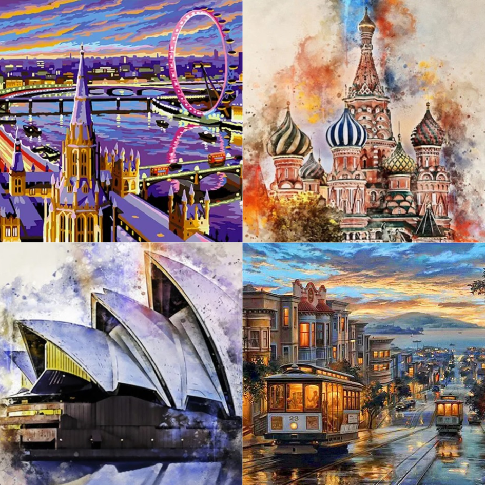 Cities and Cityscapes Paint by Numbers Collection