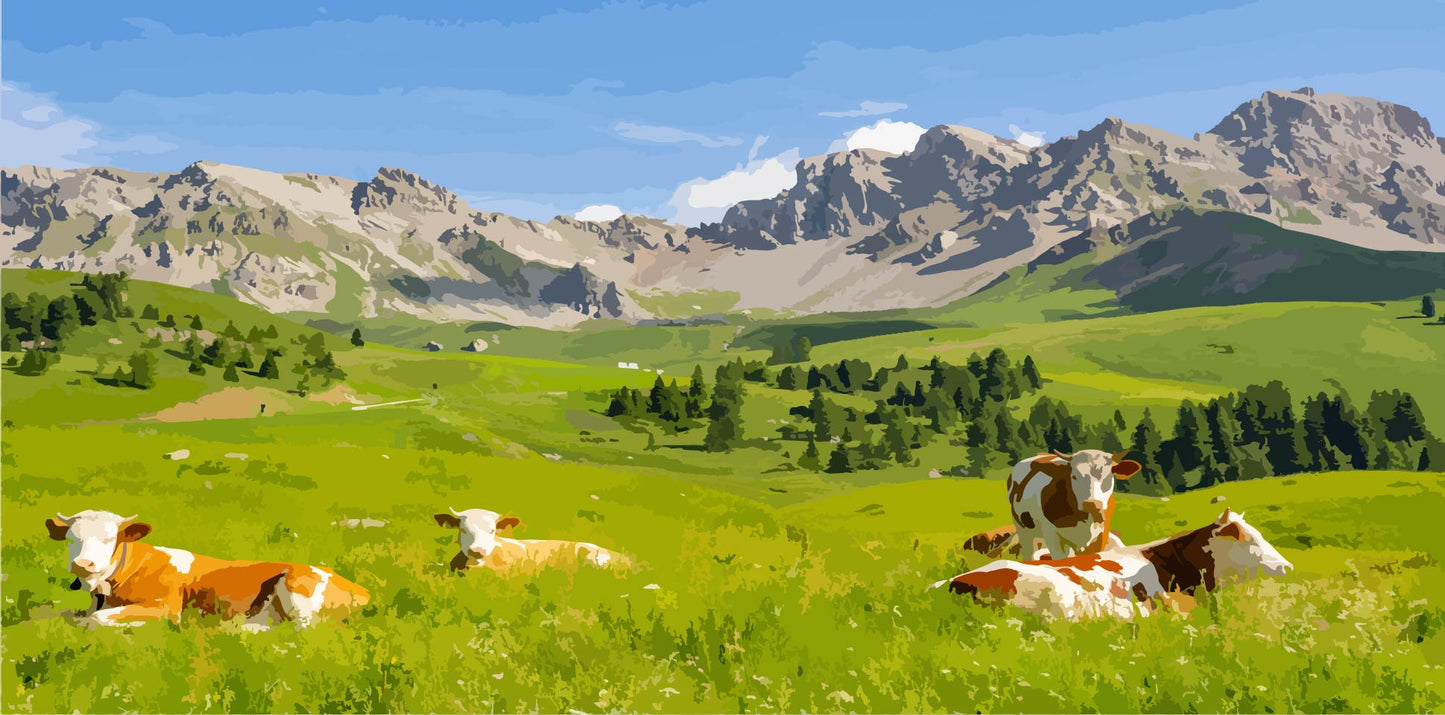 Cows in the Alps Paint by Numbers Kit