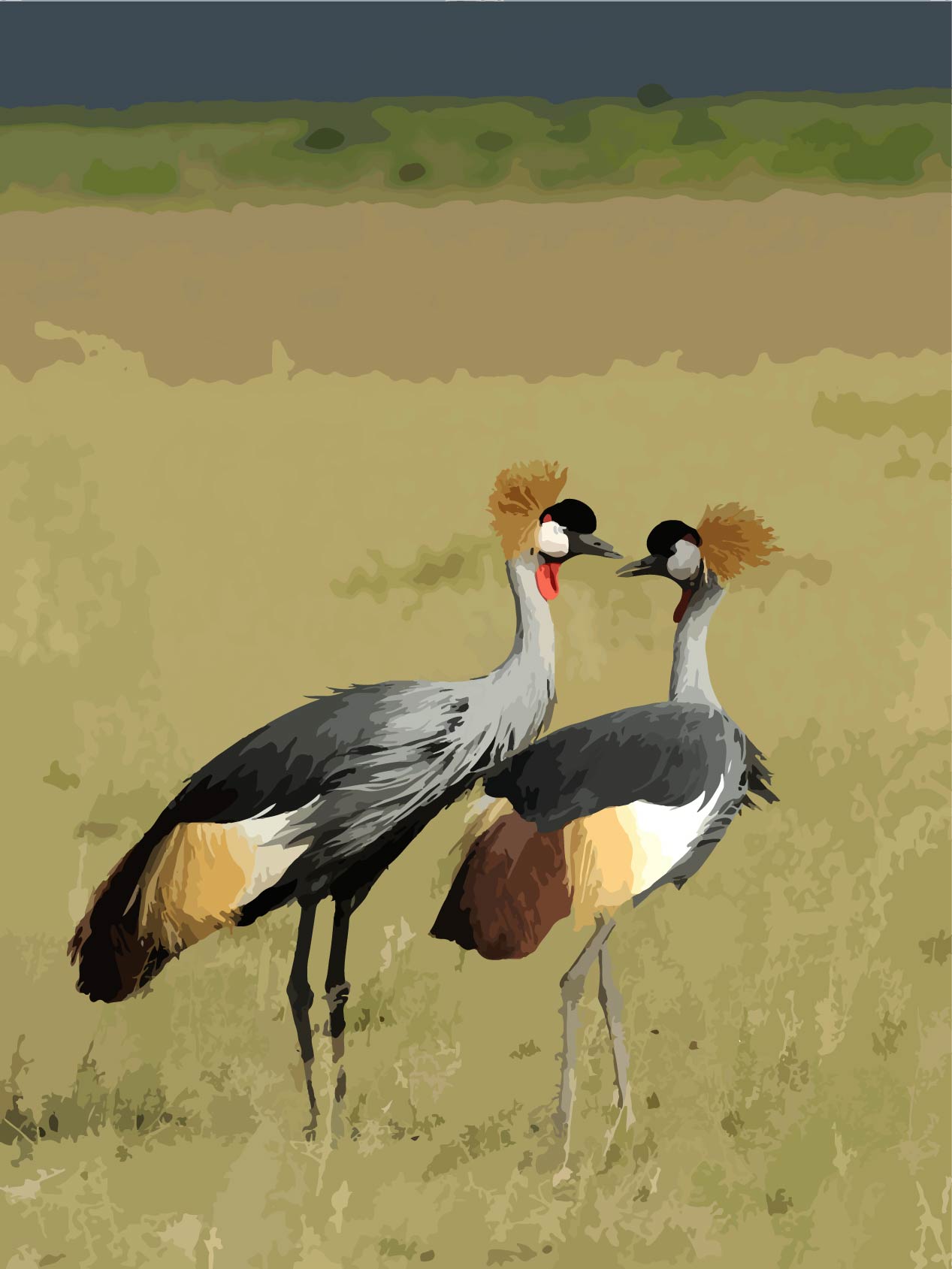 Crowned Cranes Paint by Number Kit Birds