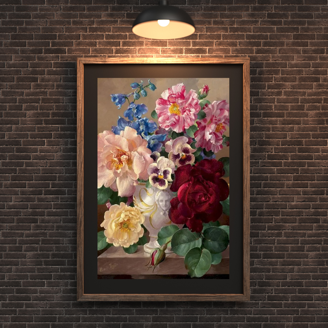 Cut Flowers Paint by Numbers Kit Mockup Brick Wall