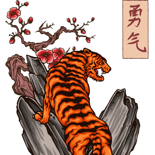 Japanese Tiger Paint by Numbers Kit Close Up