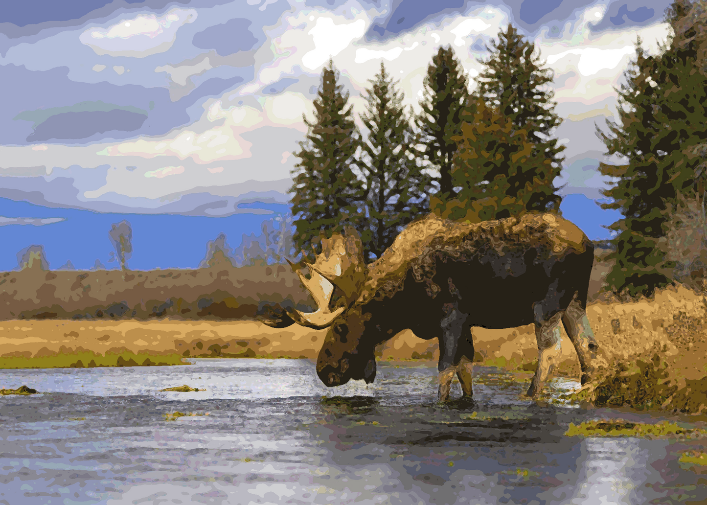 Moose in the Grand Tetons Paint by Number Kit