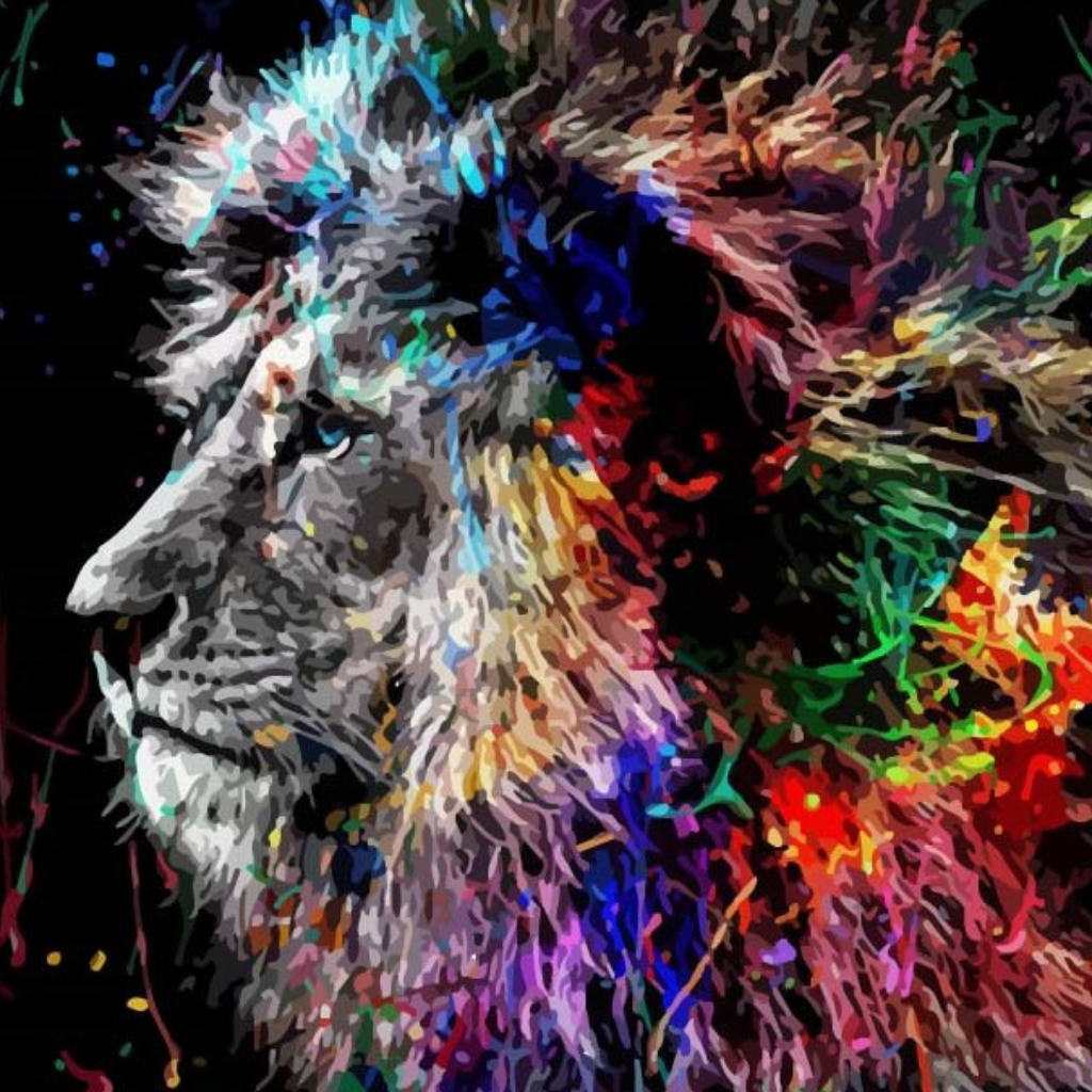 Abstract Lion Paint by Numbers Close Up