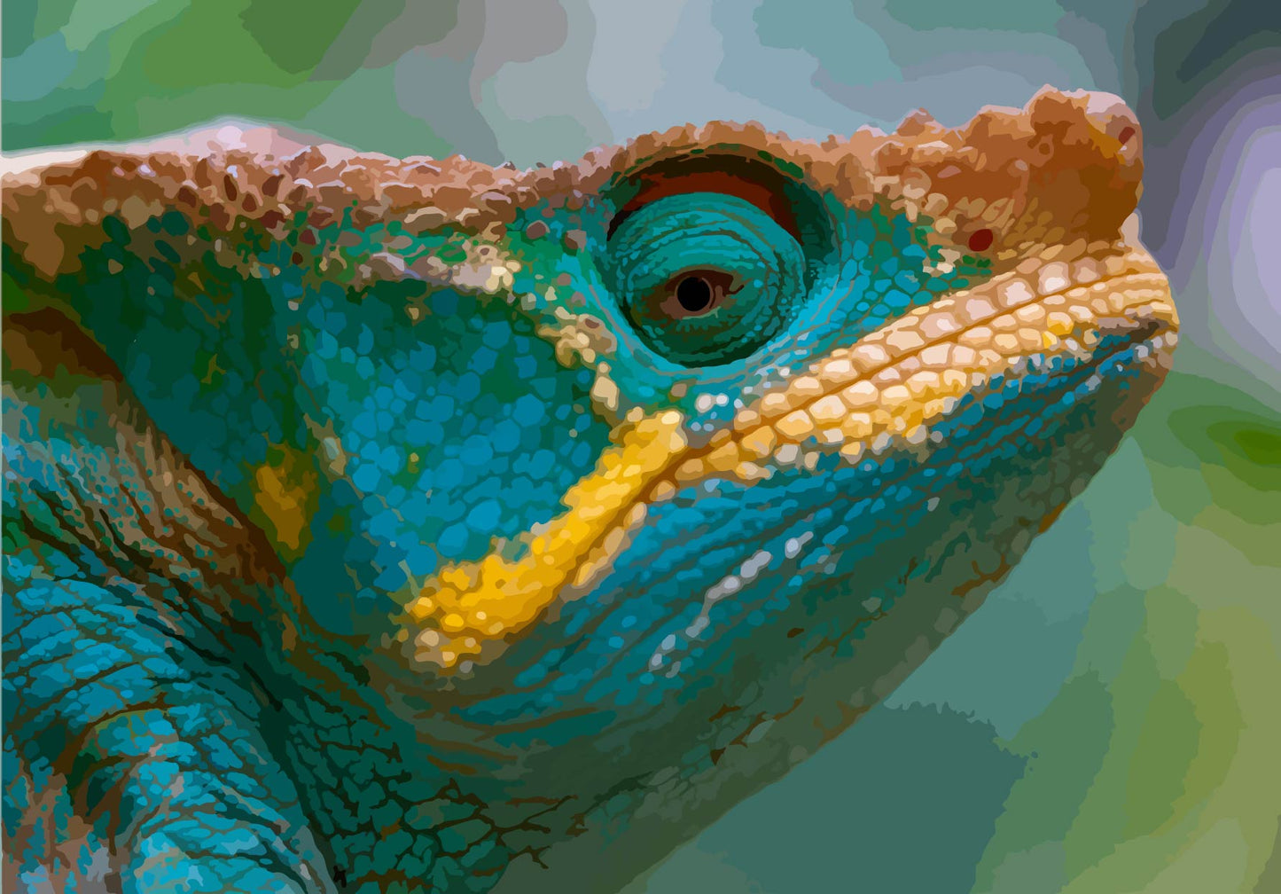 Blue Green Yellow Chameleon Parsons Paint by Number Kit