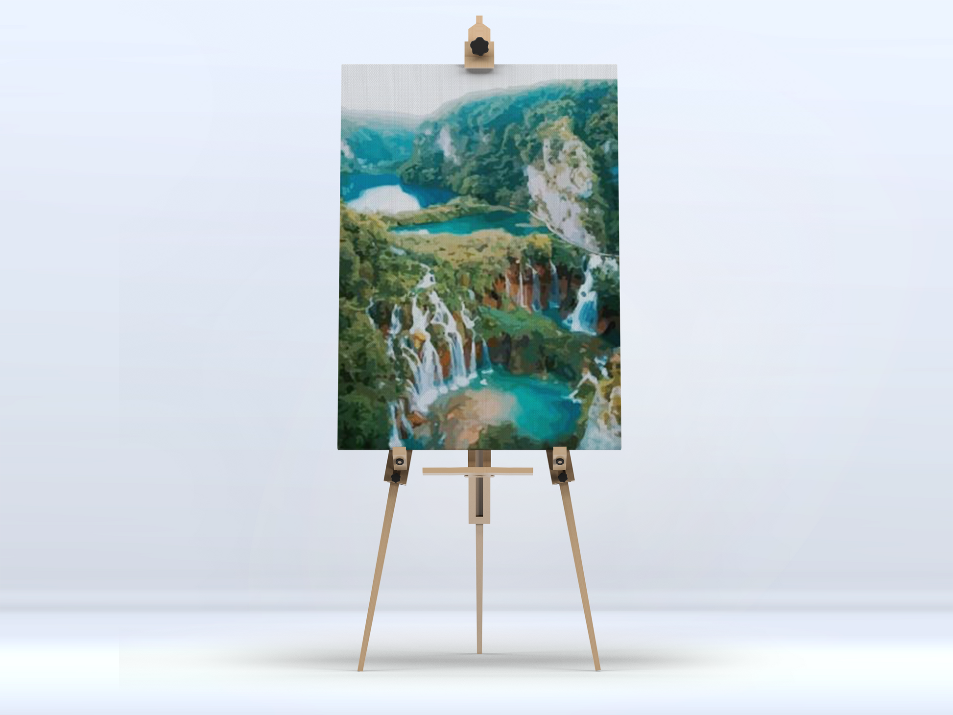 Croatia Waterfall Paint by Numbers Kit on Easel