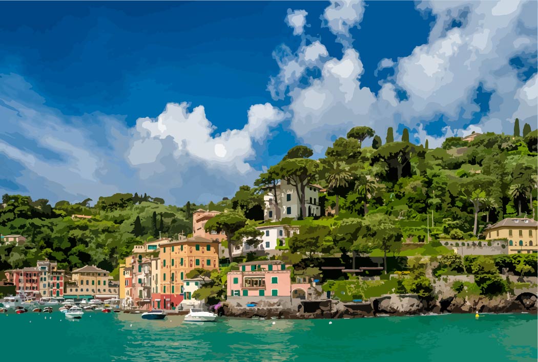 Portofino Coastal Village Paint by Numbers for Adults