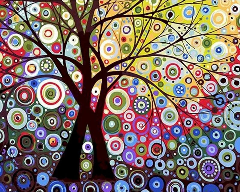 Stained Glass Tree Paint by Numbers Kit