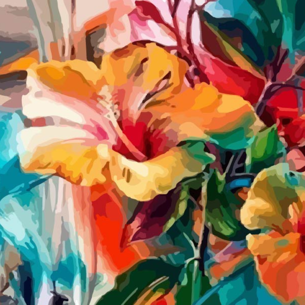 Tropical Hibiscus Paint by Numbers Close Up