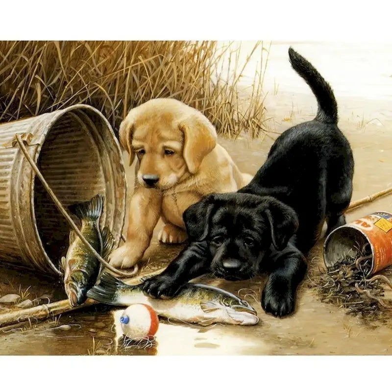 Mischievous Labrador Puppies Paint by Numbers Kit