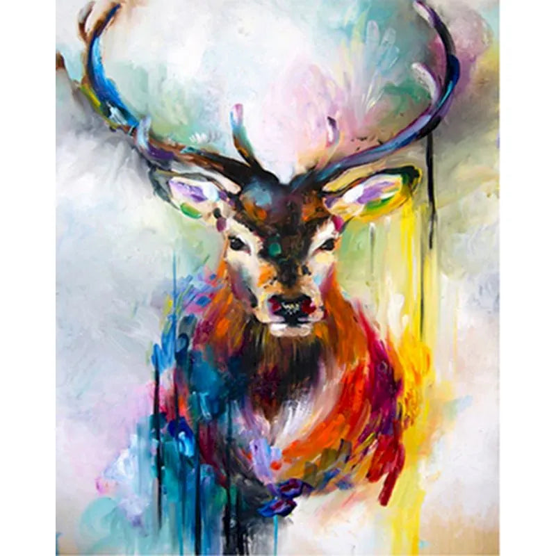 Paint Splash Colorful Deer Buck Stag Paint by Numbers Kit
