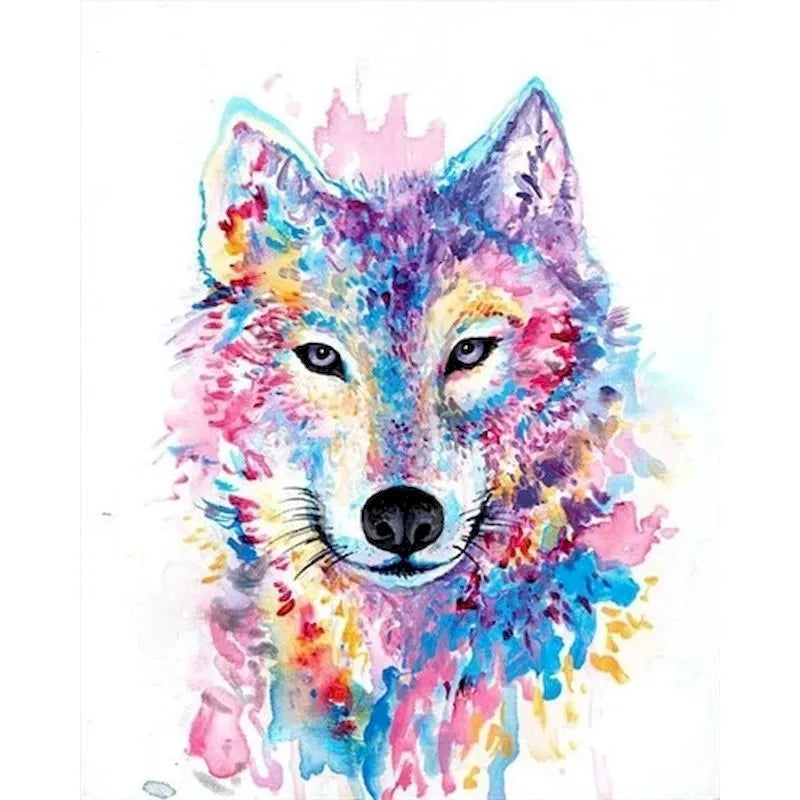 Colorful Color Splash Wolf Paint by Numbers Kit