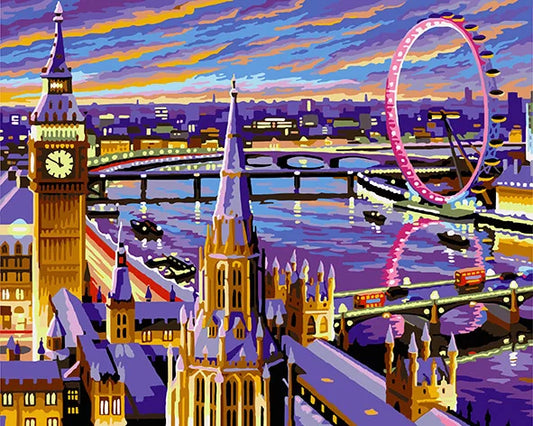 Splendid London Skyline at Dusk Paint by Numbers Kit