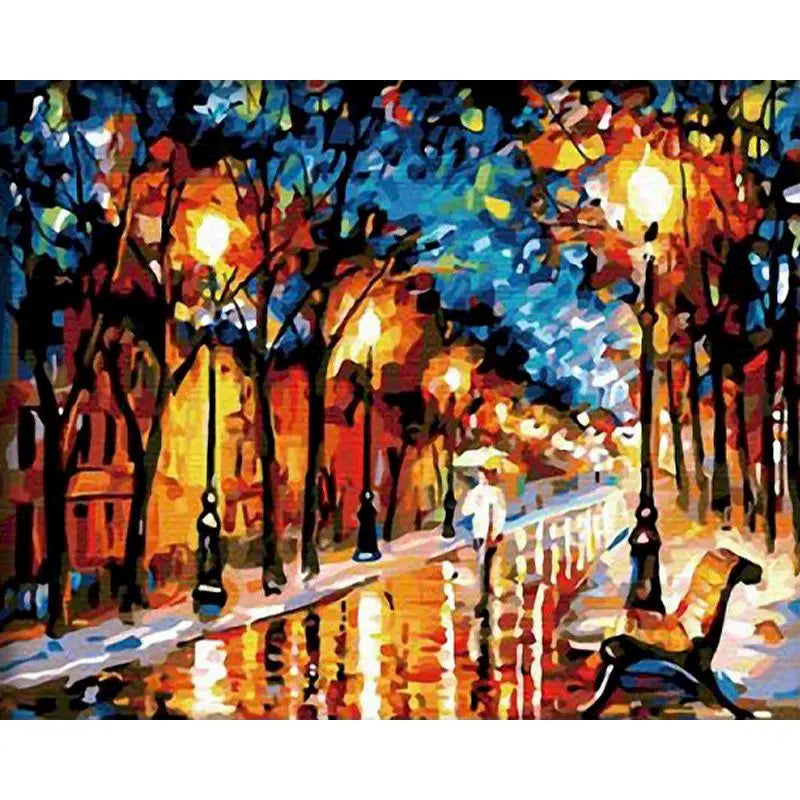 Rainy Night Stroll Abstract Paint by Numbers Kit