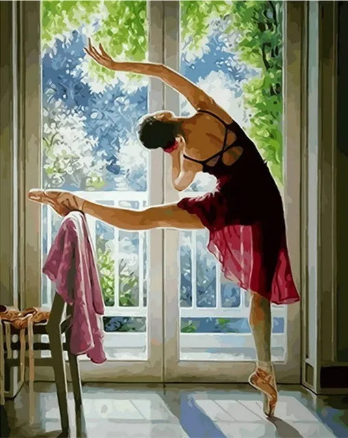 Ballet Dancer in Red Paint by Numbers Kit