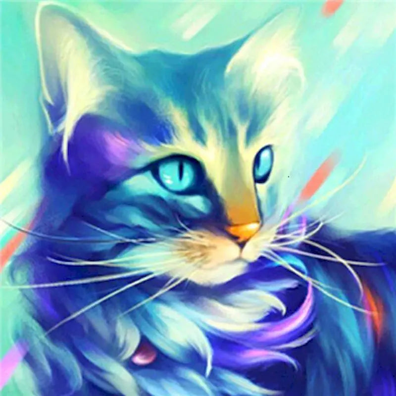 Blue-Eyed Long-Haired Cat Paint by Numbers Kit