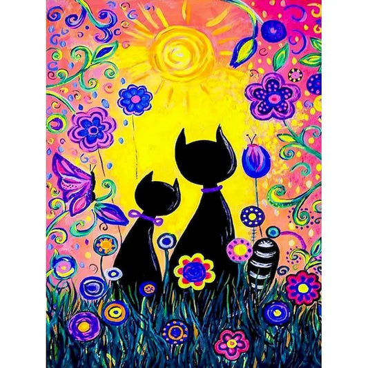 Black Cats in a Mystical Garden Paint by Numbers Kit