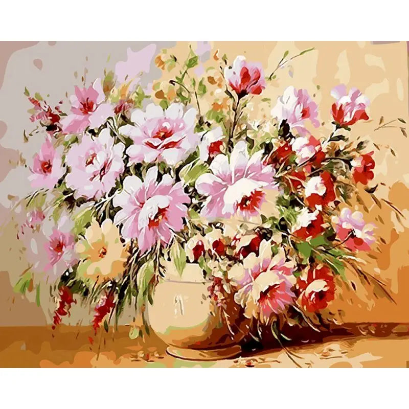 Pink Flowers Still Life Paint by Numbers Kit