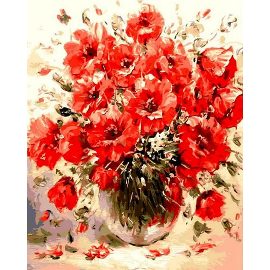Vase of Red Poppies Paint by Numbers Kit