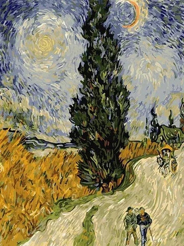 Van Gogh's Cypress against a Starry Sky (Road with Cypresses) Paint by Numbers Kit