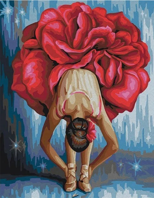 Ballet Dancer in Red Paint by Number Kit