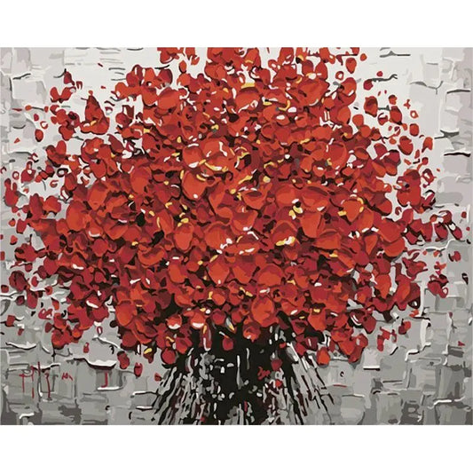 Abstract Red Flower Bouquet Paint by Numbers Kit