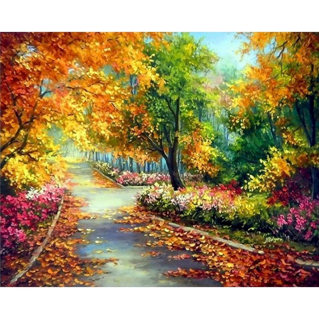 Autumn Path Warm Colors Paint by Numbers Kit